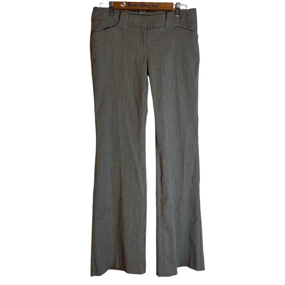 Vintage Women's Express Gray Stiped Editor Pants Wide Leg 8